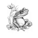 frog with flowers tattoo design idea