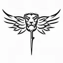 wings lion sword tattoo design idea