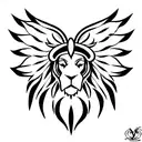 wings lion sword tattoo design idea