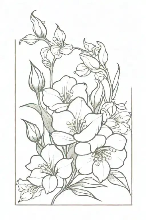 rose, sweetpea and lily of the valley flowers tattoo design idea