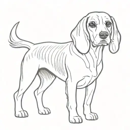 fineline Beagle dog tattoo design idea
