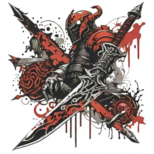 DEMON DOOM slayer sword tattoo design idea