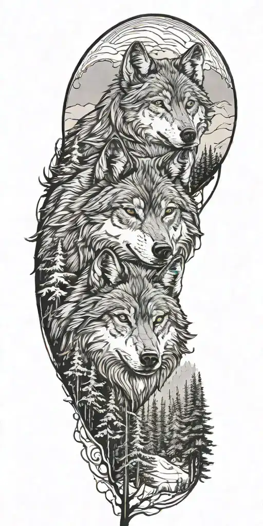 Wolf, Nature, Wildlife, Trees, Snow, Loyalty, Passion tattoo design idea