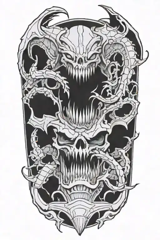 Tyranid Hive Tyrant emerging from the shadows, ready to consume all in its path tattoo design idea