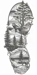  Wolfpack Loyalty Out Values Everything, nature trees, lakes, snow tattoo design idea