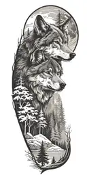 Wolf, Nature, Wildlife, Trees, Snow, Loyalty, Passion tattoo design idea