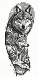 Wolf, Nature, Wildlife, Trees, Snow, Loyalty, Passion tattoo design idea