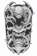 Tyranid Hive Tyrant emerging from the shadows, ready to consume all in its path tattoo design idea