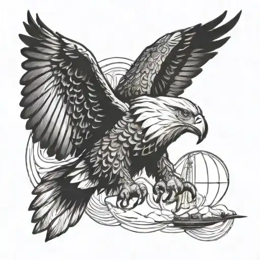 paragliding eagle holding tattoo design idea