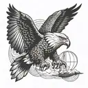 paragliding eagle holding tattoo design idea
