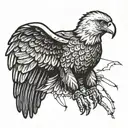 paragliding eagle holding tattoo design idea