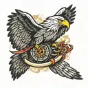 paragliding eagle holding tattoo design idea