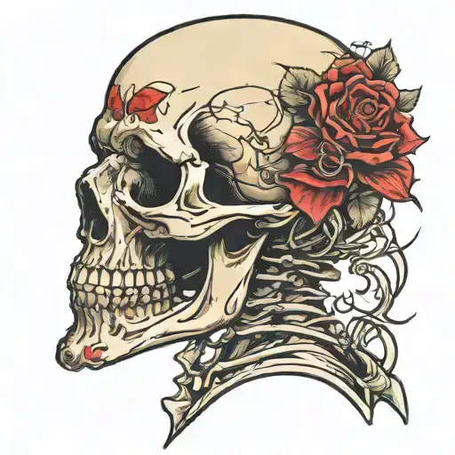 skeleton head profile holding tattoo design idea