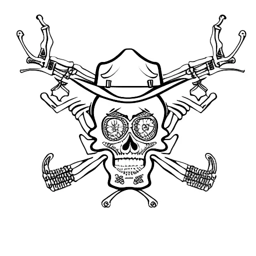 cowboy skeleton tattoo design idea