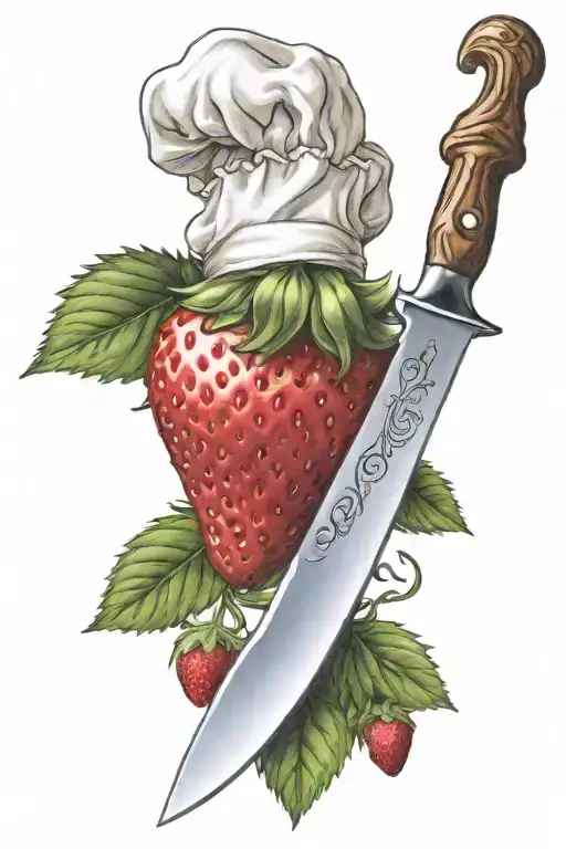 chef knife strawberry 71496 tattoo design idea