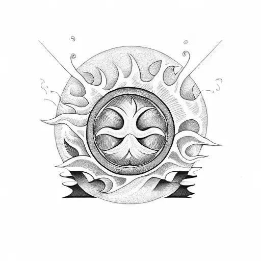 twenty seven with waves and sun tattoo design idea