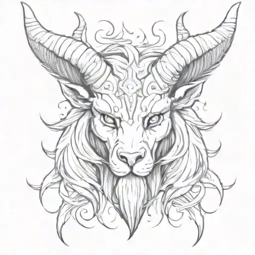 an angry sable with gleaming eyes and demonic horns tattoo design idea