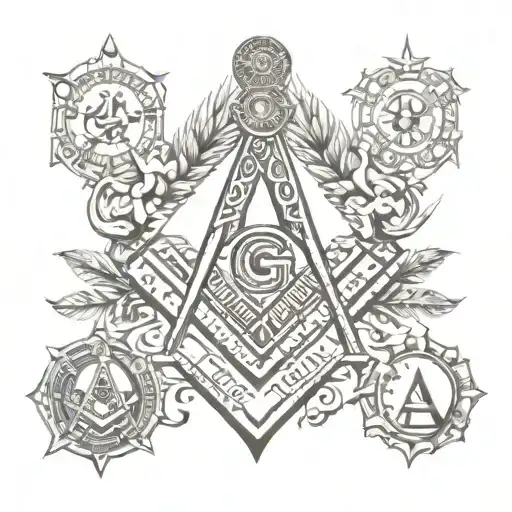 freemason tattoo on my chest area and  detailed symbols tattoo design idea