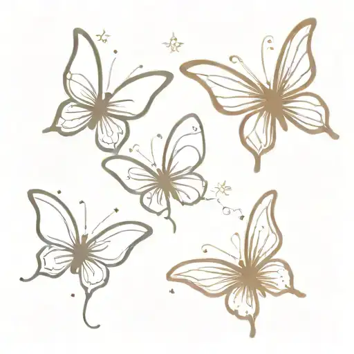 Three butterflies with sparkles around them  tattoo design idea