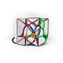 A realistic depiction of a Rubik's Cube merging with a bicycle chain tattoo design idea