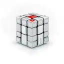 A realistic depiction of a Rubik's Cube merging with a bicycle chain tattoo design idea