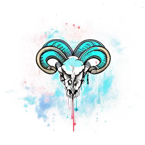 ram skull tattoo design idea