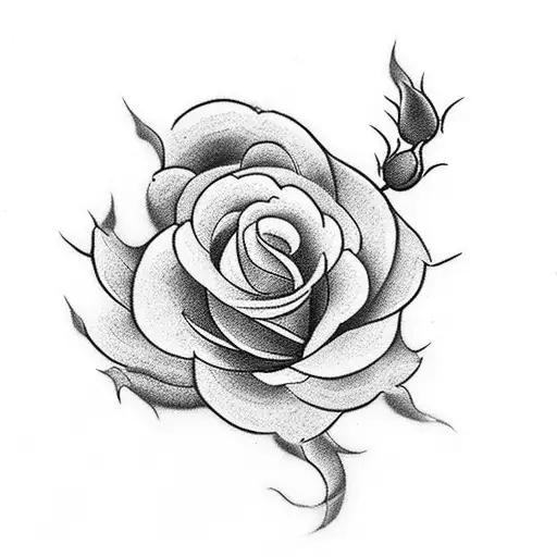 little weapon with roses in black and white tattoo design idea