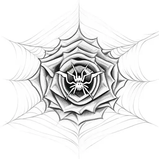 Spider web and roses tattoo design idea