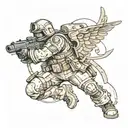 Helldivers 2 helldiver with his leg blown off  tattoo design idea