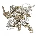 Helldivers 2 helldiver with his leg blown off  tattoo design idea