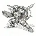 Helldivers 2 helldiver with his leg blown off  tattoo design idea