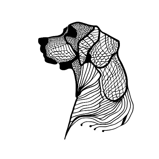 fine line skeleton with dog tattoo design idea