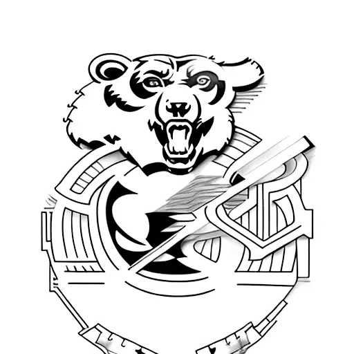 A minimalist tattoo of a Chicago Bears logo with a subtle Pokémon theme tattoo design idea