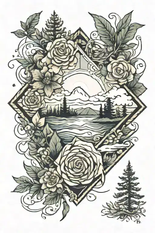 fir,water,air,earth,sky in square tattoo placement tattoo design idea