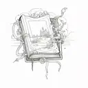 book open in front tattoo design idea