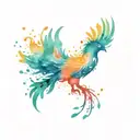 phoenix made of paint splatter colorful tattoo design idea