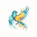phoenix made of paint splatter colorful tattoo design idea