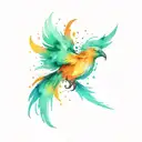 phoenix made of paint splatter colorful tattoo design idea