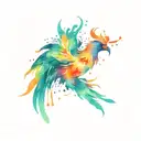 phoenix made of paint splatter colorful tattoo design idea