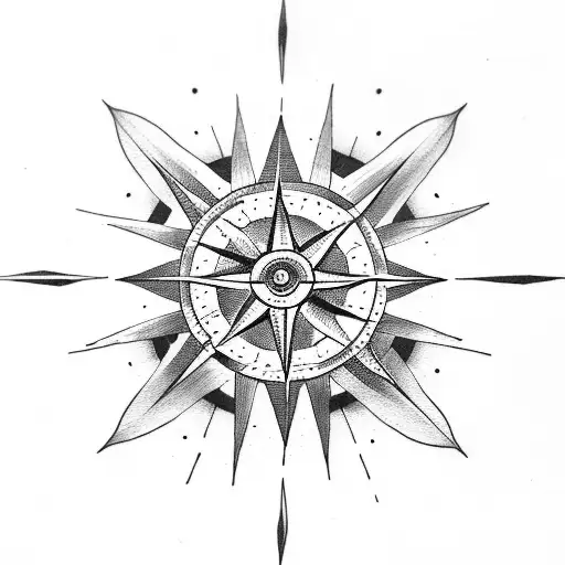 Sun and compass tattoo design idea
