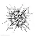 Sun and compass tattoo design idea