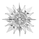 Sun and compass tattoo design idea
