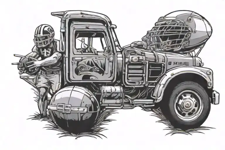 Pov view of football field from facemask. ford flareside truck parked watching game tattoo design idea