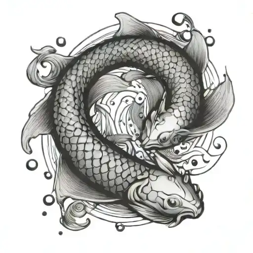 two koi fish intertwined, libra zodiac sign tattoo design idea