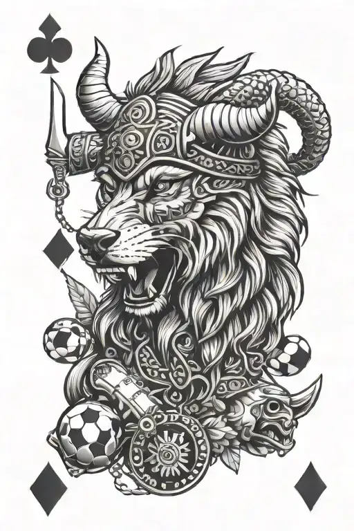 Vikings, gambling, Aztec, wolf, 3 faces, soccer badge, Irish symbols, royalty,  tattoo design idea
