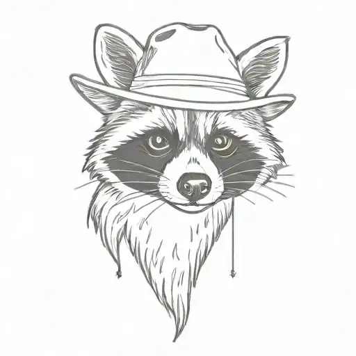 raccoon wearing flaming cowboy hat tattoo design idea