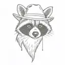 raccoon wearing flaming cowboy hat tattoo design idea