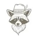 raccoon wearing flaming cowboy hat tattoo design idea