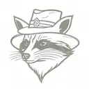 raccoon wearing flaming cowboy hat tattoo design idea