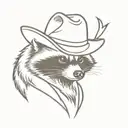 raccoon wearing flaming cowboy hat tattoo design idea